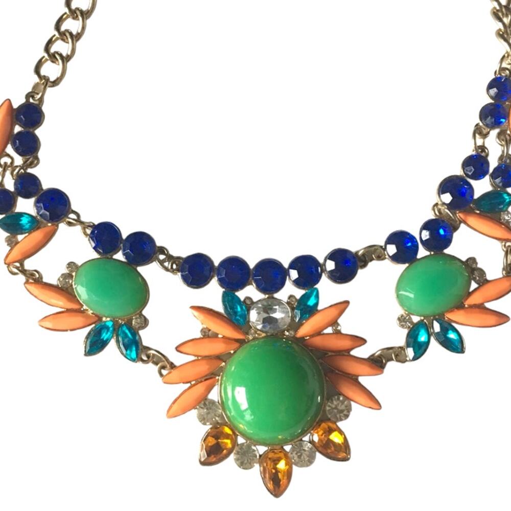 Bold crystal accent statement necklace